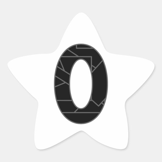 黒で表したゼロ(0) 星シール (正面)