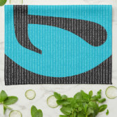 黒で青いPiの最初10,000ディジット キッチンタオル (折り畳み)