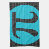 黒で青いPiの最初10,000ディジット キッチンタオル (縦)