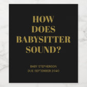 黒とおもしろい金ゴールド妊娠ベビーシッターが必要 ワインラベル (シングルラベル)