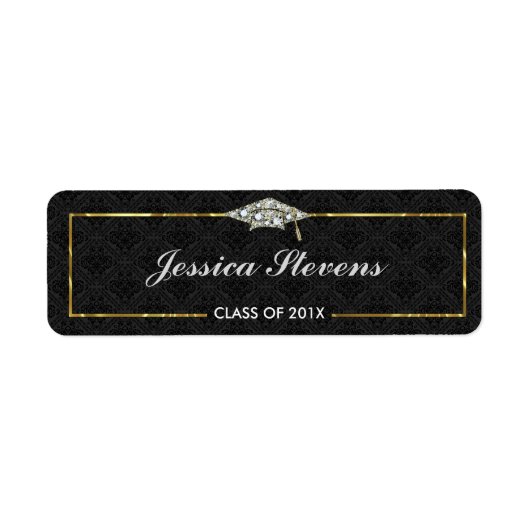 黒ときらきら光る卒業の帽子と金ゴールド ラベル (正面)