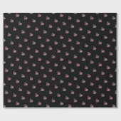 黒とはっきりしたピンクのフィルムハートデザイン ラッピングペーパー (フラット)