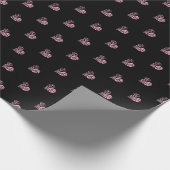 黒とはっきりしたピンクのフィルムハートデザイン ラッピングペーパー (角)