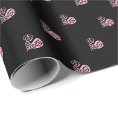 黒とはっきりしたピンクのフィルムハートデザイン ラッピングペーパー (ロールコーナー)