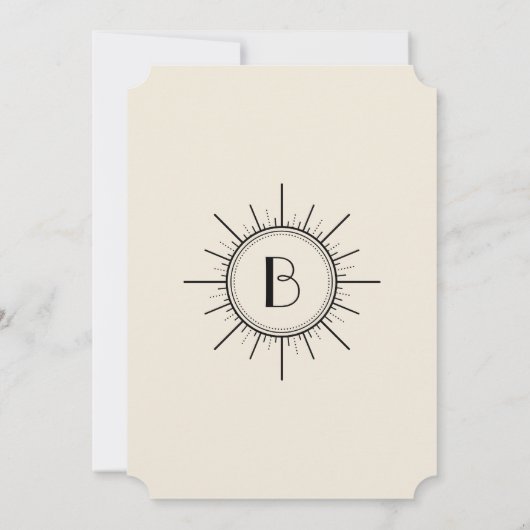 黒とアイボリーのアールデコモノグラム日付の保存 セーブザデート (裏面)