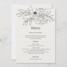 黒とアイボリーのフローララインアート 招待状