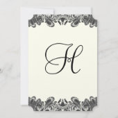 黒とアイボリーのペイズリー結婚式招待状 招待状 (正面)