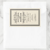 黒とアイボリーの結婚ワインボトルモノグラムの好意 長方形シール (バッグ)