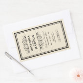 黒とアイボリーの結婚ワインボトルモノグラムの好意 長方形シール (封筒)