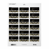 黒とアイボリーダマスクウェディング住所 シール (フルシート)