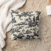 黒とアイボリーフランスののトイレパターン クッション (ブランケット)