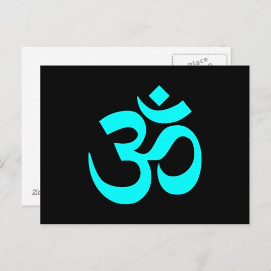 黒とアクアオムシンボル ポストカード (正面/裏面)