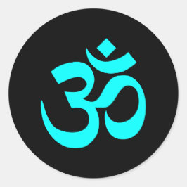 黒とアクアオムシンボル ラウンドシール