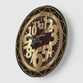 黒とアンティークの金ゴールド抽象芸術 ラージ壁時計 (傾斜)