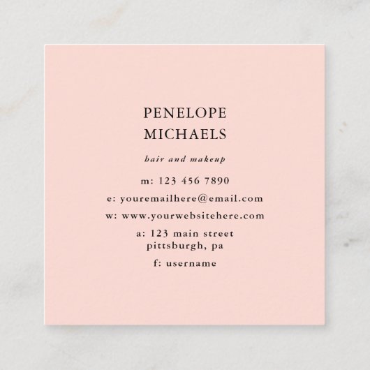 黒とエレガントバラトレリスのパターン スクエア名刺 (裏面)