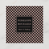 黒とエレガントバラトレリスのパターン スクエア名刺 (正面)