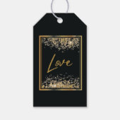 黒とエレガント光沢のある金ゴールドのカッパントーンの愛 ギフトタグ (正面)