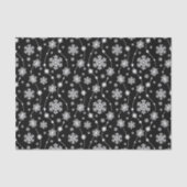 黒とエレガント冬の白の雪片模様 薄葉紙 (正面)