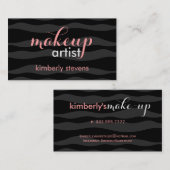 黒とエレガント灰色のゼブラストライプのメイクアップアーティスト 名刺 (正面/裏面)