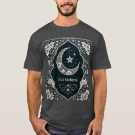 黒とエレガント白のイードムバラクフローラクレセント Tシャツ