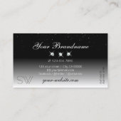 黒とエレガント白のスパークルダイヤモンドイニシャル 名刺 (裏面)