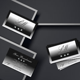 黒とエレガント白のスパークルダイヤモンドモノグラム 名刺
