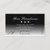 黒とエレガント白のスパークルダイヤモンドモノグラム 名刺 (裏面)
