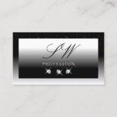 黒とエレガント白のスパークルダイヤモンドモノグラム 名刺 (正面)