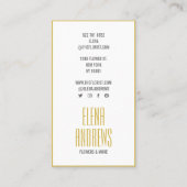 黒とエレガント白のバラの花金ゴールド 名刺 (裏面)