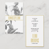 黒とエレガント白のバラの花金ゴールド 名刺 (正面/裏面)