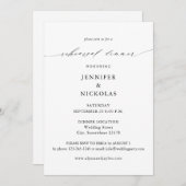 黒とエレガント白のリハーサルディナー 招待状 (正面/裏面)