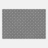 黒とエレガント白の四葉模様クリスマス ラッピングペーパーシート (正面3)