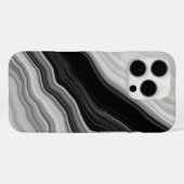 黒とエレガント白の大理石の渦巻きパターン Case-Mate iPhoneケース (裏面 (横))
