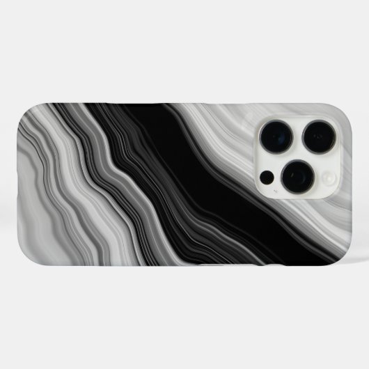 黒とエレガント白の大理石の渦巻きパターン Case-Mate iPhoneケース (裏面 (横))