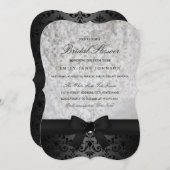 黒とエレガント白の弓ブライダルシャワーの招待 招待状 (正面/裏面)