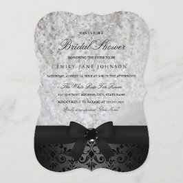 黒とエレガント白の弓ブライダルシャワーの招待 招待状