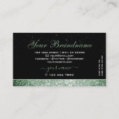 黒とエレガント緑のスパークルグリッターダイヤモンド 名刺 (裏面)