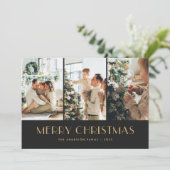 黒とエレガント金の箔の星フォトクリスマス シーズンカード (スタンド正面)