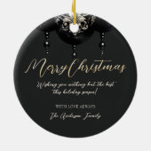 黒とエレガント金ゴールドが豪華なクリスマス セラミックオーナメント (裏面)
