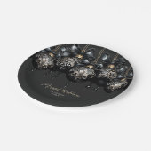 黒とエレガント金ゴールドが豪華なクリスマス ペーパープレート (アングル)