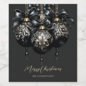 黒とエレガント金ゴールドが豪華なクリスマス ワインラベル (シングルラベル)