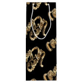 黒とエレガント金ゴールドのスクリプトを見るメリークリスマス ワインギフトバッグ (裏面)