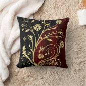 黒とエレガント金ゴールドのブルゴーニュヴィンテージダマスク クッション (ブランケット)