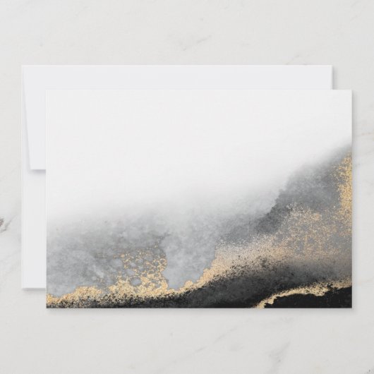 黒とエレガント金ゴールドの大理石リハーサルディナー 招待状 (裏面)