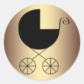 黒とエレガント金ゴールドの赤ちゃんシャワー ラウンドシール (正面)