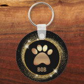 黒とエレガント金ゴールドの輝くキーホルダー キーホルダー (正面)