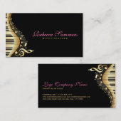 黒とエレガント金ゴールドの音楽ノートデザイン 名刺 (正面/裏面)