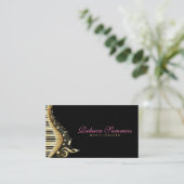 黒とエレガント金ゴールドの音楽ノートデザイン 名刺 (スタンド正面)