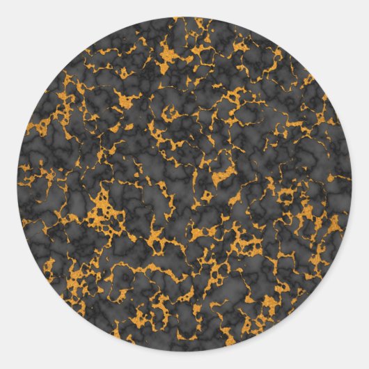 黒とエレガント金ゴールドオニキス大理石テクスチャデザイン ラウンドシール (正面)
