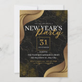 黒とエレガント金ゴールドカスタムの新年パーティー 招待状 (正面)